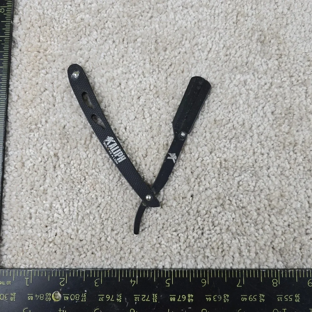 Kaliph Straight Edge Barber Razor Textured Handle Swing Lock Folding Shaver